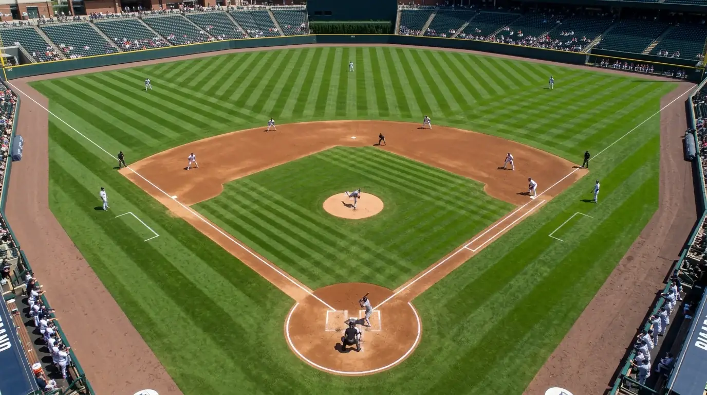 Structure d'un match de baseball en neuf innings avec les positions des joueurs sur le terrain